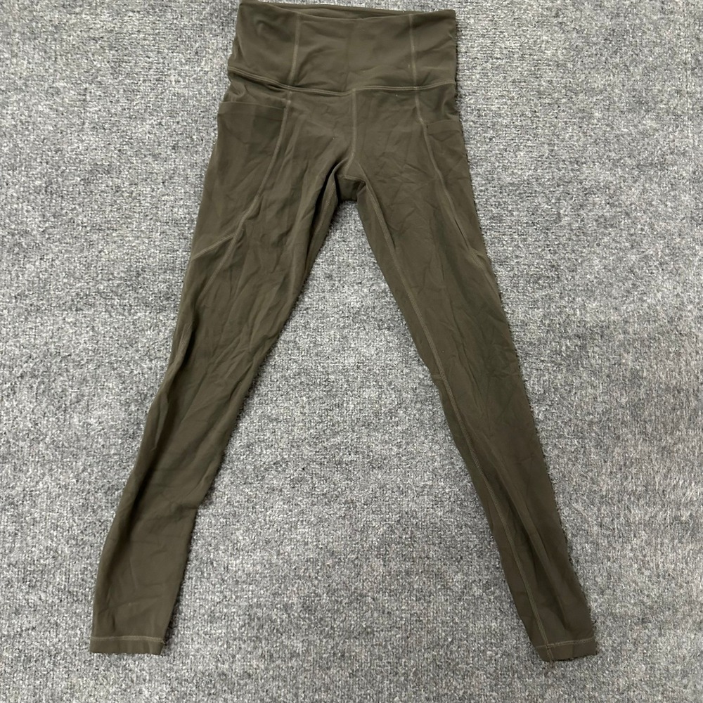 Athleta Leggings Womens Size XS Olive Green High Rise Pockets Athletic Yoga